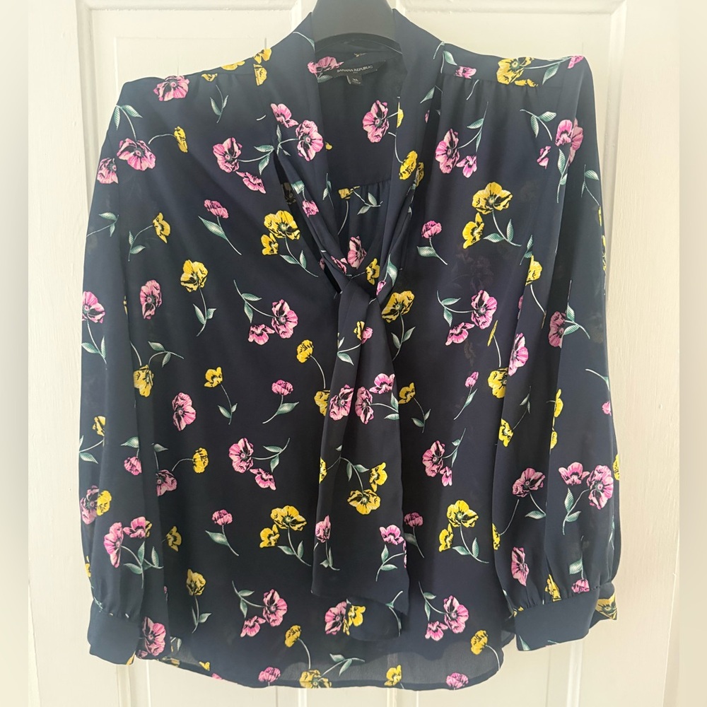 Banana Republic Floral Blouse - Navy, Pink, Yellow